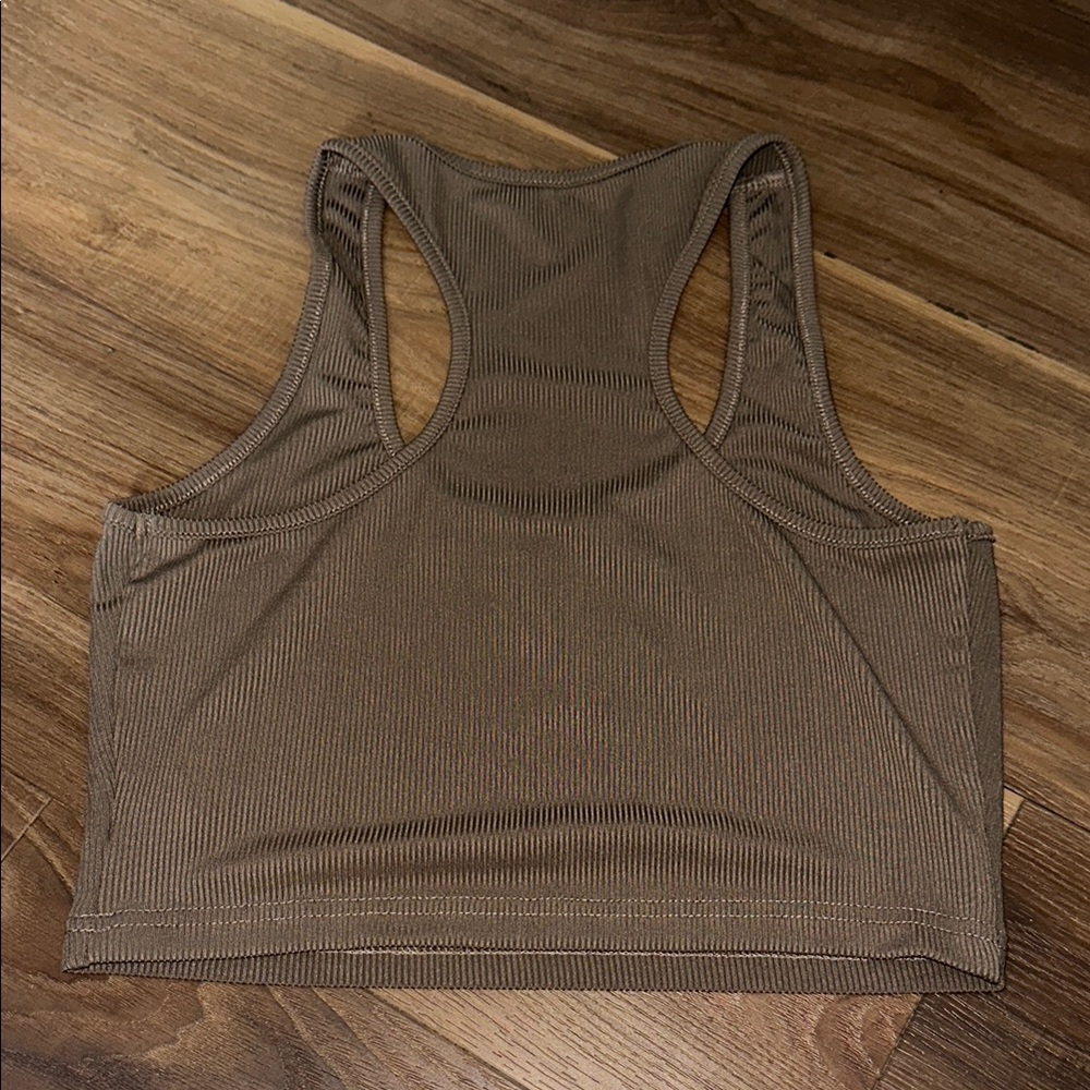 Brown Ribbed Tank Top - Picture 3 of 3